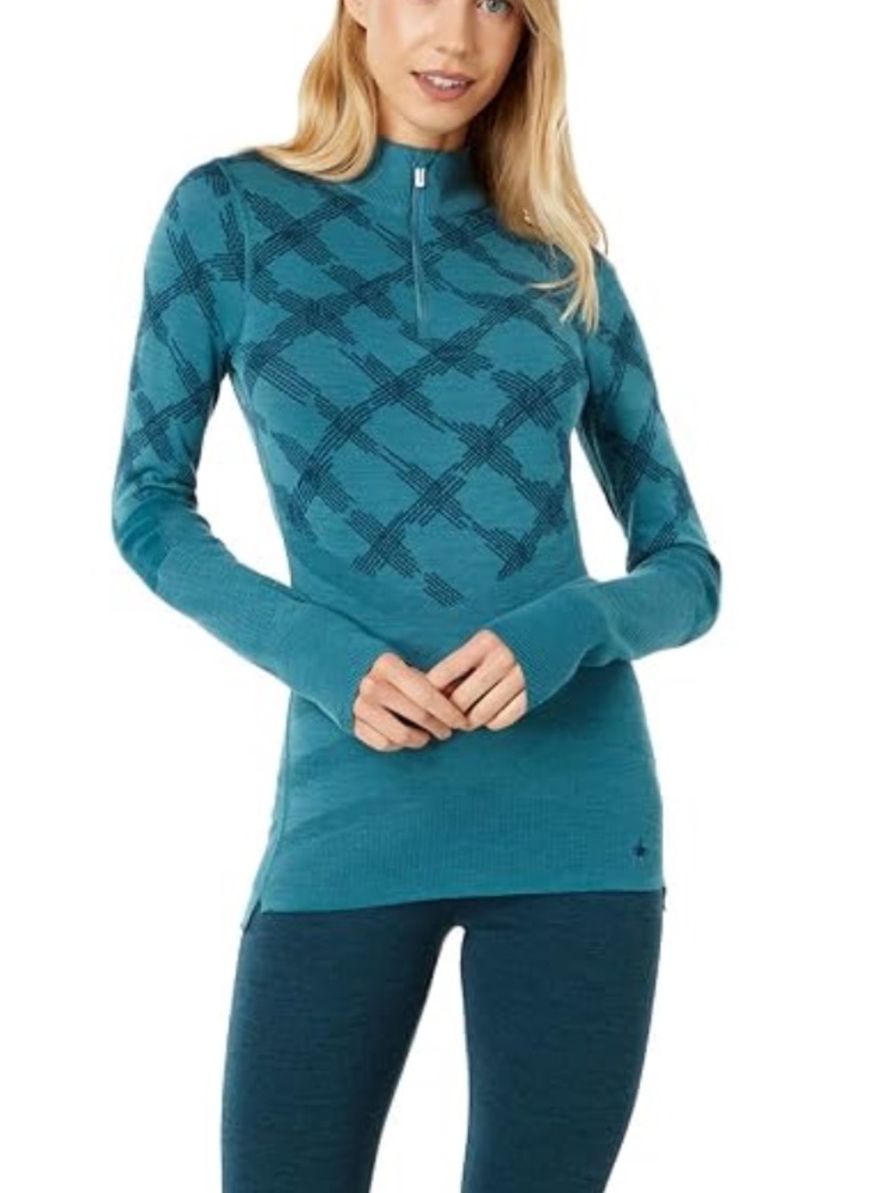 Smartwool Intraknit Women's Teal Patterned Merino Base Layer